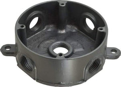 Thomas & Betts - 1 Gang, (5) 1/2" Knockouts, Aluminum Round Outlet Box - 2-7/16" Overall Height x 4-1/8" Overall Width x 1-5/8" Overall Depth, Weather Resistant - Apex Tool & Supply