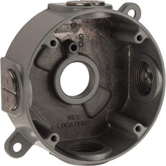 Thomas & Betts - 1 Gang, (5) 3/4" Knockouts, Aluminum Round Outlet Box - 2-7/16" Overall Height x 4-1/8" Overall Width x 1-5/8" Overall Depth, Weather Resistant - Apex Tool & Supply
