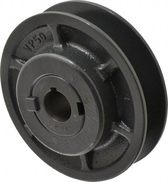 Browning - 7/8" Inside Diam x 4-3/4" Outside Diam, 1 Groove, Variable Pitched Sheave - Belt Sections 3L, 4L, A, 5L & B, 2-5/32" Sheave Thickness, 11/16 to 1-1/16" Face Width - Apex Tool & Supply