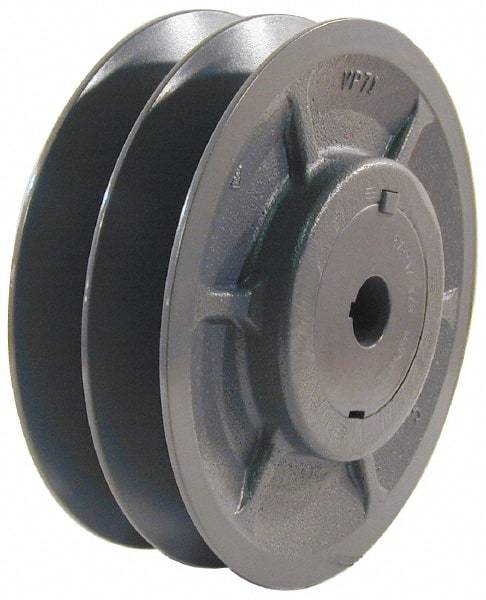 Browning - 1" Inside Diam x 4-3/4" Outside Diam, 2 Groove, Variable Pitched Sheave - Belt Sections 3L, 4L, A, 5L & B, 3" Sheave Thickness, 1-3/8 to 2" Face Width - Apex Tool & Supply