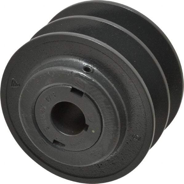 Browning - 7/8" Inside Diam x 3.95" Outside Diam, 2 Groove, Variable Pitched Sheave - Belt Sections 3L, 4L, A, 5L & B, 3" Sheave Thickness, 1-3/8 to 2" Face Width - Apex Tool & Supply