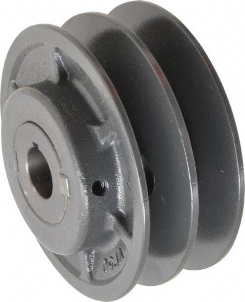 Browning - 7/8" Inside Diam x 4-3/4" Outside Diam, 2 Groove, Variable Pitched Sheave - Belt Sections 3L, 4L, A, 5L & B, 3" Sheave Thickness, 1-3/8 to 2" Face Width - Apex Tool & Supply
