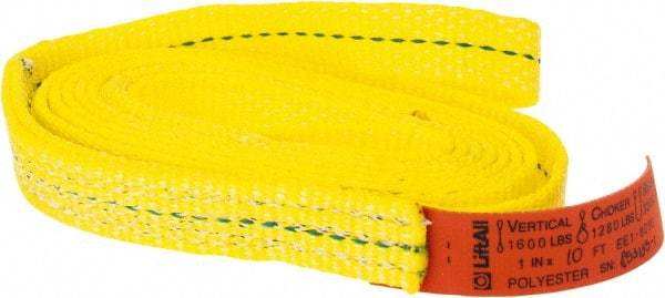 Lift-All - 10' Long x 1" Wide, 1,600 Lb Vertical Capacity, 1 Ply, Polyester Web Sling - 1,250 Lb Choker Capacity, Yellow, with Web Sling for Lifting - Apex Tool & Supply