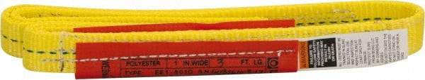 Lift-All - 3' Long x 1" Wide, 1,600 Lb Vertical Capacity, 1 Ply, Polyester Web Sling - 1,250 Lb Choker Capacity, Yellow - Apex Tool & Supply