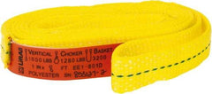 Lift-All - 8' Long x 1" Wide, 1,600 Lb Vertical Capacity, 1 Ply, Polyester Web Sling - 1,250 Lb Choker Capacity, Yellow - Apex Tool & Supply