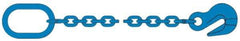 Pewag - 5' Long, 17,900 Lb Basket Capacity, 17,900 Lb Vertical Capacity, 1 Ply, Alloy Steel Web Sling - 17,900 Lb Choker Capacity, SOG Chain Sling, 1/2" Diam Chain, Blue, with Grab Hook & Master Link - Apex Tool & Supply