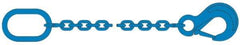 Pewag - 5' Long, 10,600 Lb Basket Capacity, 10,600 Lb Vertical Capacity, 1 Ply, Alloy Steel Web Sling - 10,600 Lb Choker Capacity, SOS Chain Sling, 3/8" Diam Chain, Blue, with Sling Hook & Master Link - Apex Tool & Supply