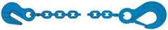 Pewag - 5' Long, 10,600 Lb Basket Capacity, 10,600 Lb Vertical Capacity, 1 Ply, Alloy Steel Web Sling - 10,600 Lb Choker Capacity, SSG Chain Sling, 3/8" Diam Chain, Blue, with Grab Hook & Sling Hook - Apex Tool & Supply