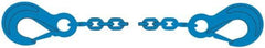 Pewag - 10' Long, 10,600 Lb Basket Capacity, 10,600 Lb Vertical Capacity, 1 Ply, Alloy Steel Web Sling - 10,600 Lb Choker Capacity, SSS Chain Sling, 3/8" Diam Chain, Blue, with Sling Hooks on Each End - Apex Tool & Supply