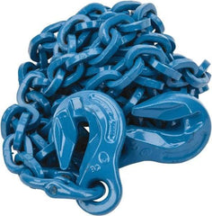 Pewag - 10' Long, 5,200 Lb Basket Capacity, 5,200 Lb Vertical Capacity, 1 Ply, Alloy Steel Web Sling - 4,500 Lb Choker Capacity, SGG Chain Sling, 9/32" Diam Chain, Blue, with 1 Grab Hook on Each End - Apex Tool & Supply