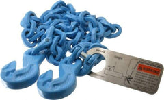 Pewag - 5' Long, 5,200 Lb Basket Capacity, 5,200 Lb Vertical Capacity, 1 Ply, Alloy Steel Web Sling - 4,500 Lb Choker Capacity, SGG Chain Sling, 9/32" Diam Chain, Blue, with 1 Grab Hook on Each End - Apex Tool & Supply