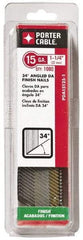 Porter-Cable - 15 Gauge 1-1/2" Long Finishing Nails for Power Nailers - Grade 2 Steel, Bright Finish, Angled Stick Collation, Chisel Point - Apex Tool & Supply