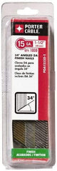Porter-Cable - 15 Gauge 1-1/2" Long Finishing Nails for Power Nailers - Grade 2 Steel, Bright Finish, Angled Stick Collation, Chisel Point - Apex Tool & Supply