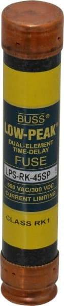 Cooper Bussmann - 300 VDC, 600 VAC, 45 Amp, Time Delay General Purpose Fuse - Fuse Holder Mount, 5-1/2" OAL, 100 at DC, 300 at AC (RMS) kA Rating, 1-1/16" Diam - Apex Tool & Supply