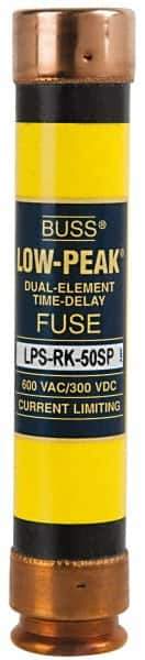 Cooper Bussmann - 300 VDC, 600 VAC, 50 Amp, Time Delay General Purpose Fuse - Fuse Holder Mount, 5-1/2" OAL, 100 at DC, 300 at AC (RMS) kA Rating, 1-1/16" Diam - Apex Tool & Supply