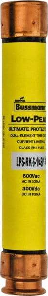 Cooper Bussmann - 300 VDC, 600 VAC, 6.25 Amp, Time Delay General Purpose Fuse - Fuse Holder Mount, 127mm OAL, 100 at DC, 300 at AC (RMS) kA Rating, 13/16" Diam - Apex Tool & Supply