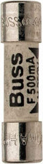 Cooper Bussmann - 250 VAC, 32 VDC, 0.5 Amp, Fast-Acting Miniature Ceramic Fuse - 20mm OAL, 5mm Diam - Apex Tool & Supply