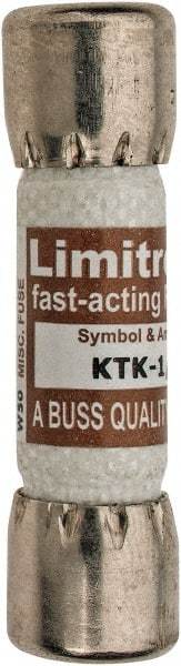 Cooper Bussmann - 600 VAC, 0.13 Amp, Fast-Acting General Purpose Fuse - Fuse Holder Mount, 1-1/2" OAL, 100 at AC kA Rating, 13/32" Diam - Apex Tool & Supply