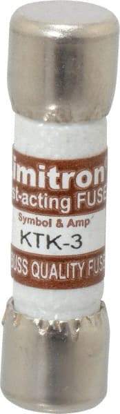 Cooper Bussmann - 600 VAC, 3 Amp, Fast-Acting General Purpose Fuse - Fuse Holder Mount, 1-1/2" OAL, 100 at AC kA Rating, 13/32" Diam - Apex Tool & Supply