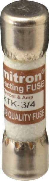 Cooper Bussmann - 600 VAC, 0.75 Amp, Fast-Acting General Purpose Fuse - Fuse Holder Mount, 1-1/2" OAL, 100 at AC kA Rating, 13/32" Diam - Apex Tool & Supply