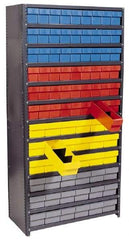 Quantum Storage - 84 Bin Closed Shelving Systems - 36 Inch Overall Width x 12 Inch Overall Depth x 75 Inch Overall Height, Red High Impact Polystyrene Bins - Apex Tool & Supply