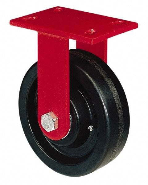 Hamilton - 6" Diam x 2" Wide x 7-3/4" OAH Top Plate Mount Rigid Caster - Phenolic, 1,200 Lb Capacity, Roller Bearing, 4-1/2 x 6-1/2" Plate - Apex Tool & Supply