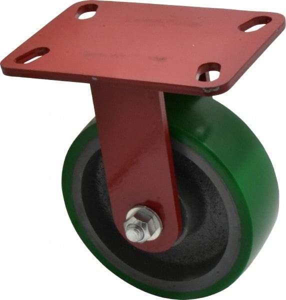Hamilton - 6" Diam x 2" Wide x 7-3/4" OAH Top Plate Mount Rigid Caster - Polyurethane, 1,200 Lb Capacity, Precision Sealed Bearing, 4-1/2 x 6-1/2" Plate - Apex Tool & Supply