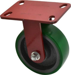 Hamilton - 6" Diam x 2" Wide x 7-3/4" OAH Top Plate Mount Rigid Caster - Polyurethane, 1,200 Lb Capacity, Precision Sealed Bearing, 4-1/2 x 6-1/2" Plate - Apex Tool & Supply