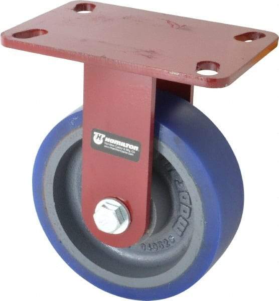 Hamilton - 6" Diam x 2" Wide x 7-3/4" OAH Top Plate Mount Rigid Caster - Polyurethane, 960 Lb Capacity, Precision Sealed Bearing, 4-1/2 x 6-1/2" Plate - Apex Tool & Supply