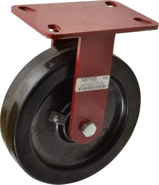 Hamilton - 8" Diam x 2" Wide x 9-3/4" OAH Top Plate Mount Rigid Caster - Phenolic, 1,400 Lb Capacity, Roller Bearing, 4-1/2 x 6-1/2" Plate - Apex Tool & Supply