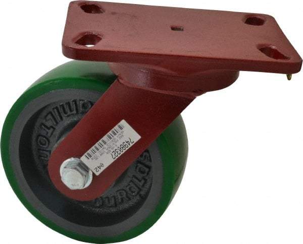 Hamilton - 6" Diam x 2" Wide x 7-3/4" OAH Top Plate Mount Swivel Caster - Polyurethane, 1,200 Lb Capacity, Precision Sealed Bearing, 4-1/2 x 6-1/2" Plate - Apex Tool & Supply