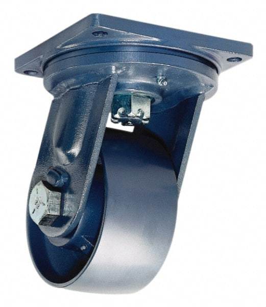 Hamilton - 8" Diam x 4" Wide x 11" OAH Top Plate Mount Swivel Caster - Forged Steel, 17,000 Lb Capacity, Tapered Bearing, 8-1/2 x 8-1/2" Plate - Apex Tool & Supply