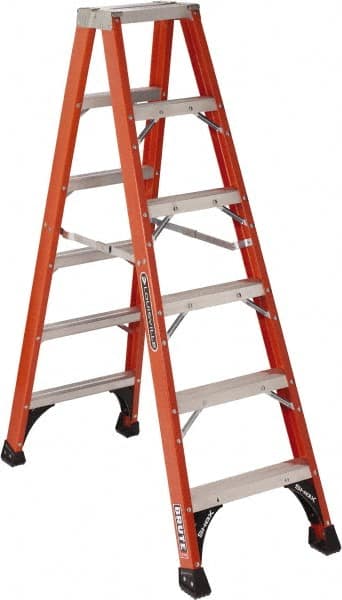 Louisville - 9 Steps, 10' High, Type IAA Rating, Fiberglass Step Ladder - Apex Tool & Supply