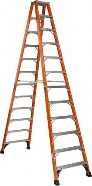 Louisville - 11 Steps, 12' High, Type IAA Rating, Fiberglass Step Ladder - Apex Tool & Supply