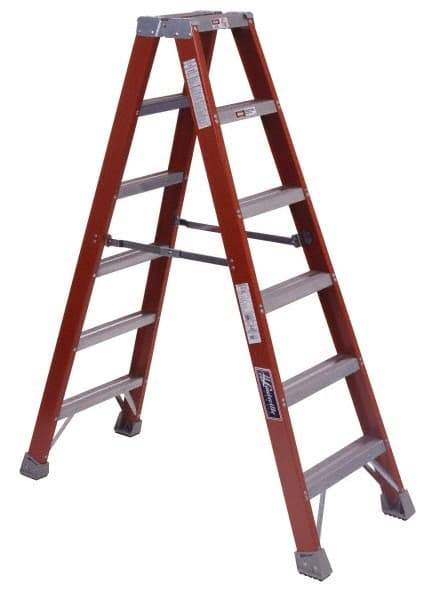 Louisville - 5 Steps, 3' High, Type IA Rating, Fiberglass Step Ladder - 300 Lb Capacity - Apex Tool & Supply