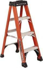 Louisville - 4 Steps, 4' High, Type IAA Rating, Fiberglass Step Ladder - 375 Lb Capacity, 18-7/8" Base Width - Apex Tool & Supply