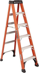 Louisville - 5 Steps, 6' High, Type IAA Rating, Fiberglass Step Ladder - 375 Lb Capacity, 21-7/8" Base Width - Apex Tool & Supply