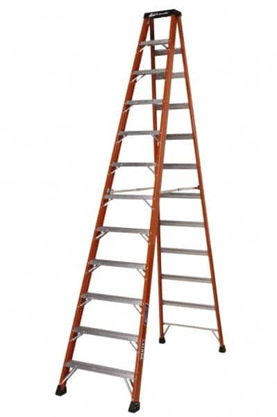 Louisville - 5 Steps, 12' High, Type IAA Rating, Fiberglass Step Ladder - Apex Tool & Supply