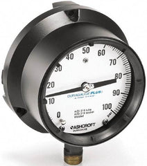 Ashcroft - 4-1/2" Dial, 1/2 Thread, 30-0-30 Scale Range, Pressure Gauge - Lower Connection, Rear Flange Connection Mount, Accurate to 0.5% of Scale - Apex Tool & Supply