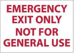 NMC - Emergency Exit Only Not for General Use, Pressure Sensitive Vinyl Exit Sign - 14" Wide x 10" High - Apex Tool & Supply