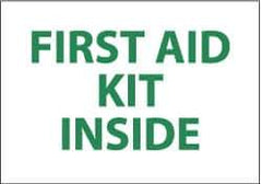 NMC - "First Aid Kit Inside", 7" Long x 10" Wide, Pressure-Sensitive Vinyl Safety Sign - Rectangle, 0.004" Thick, Use for First Aid - Apex Tool & Supply
