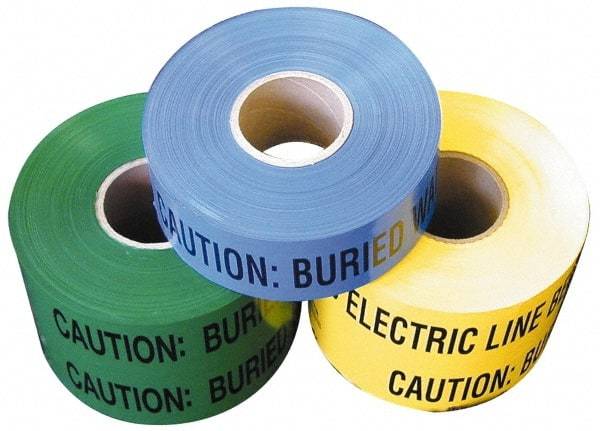 NMC - Caution: Buried Fiber Optic Line Below, Underground Tape - 1,000 Ft. Long x 6 Inch Wide Roll, Polyethylene, 4 mil Thick, Orange - Apex Tool & Supply