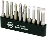 10 Piece - Slotted 3.0; 4.5; 5.5; 6.5mm; Phillips 1; 2; 3 and Square 1; 2; 3 - Power Bit Belt Pack With Holder - Apex Tool & Supply