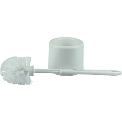 Toilet Bowl Brush Set, White Plastic Fill, Plastic Handle and Holder - Apex Tool & Supply
