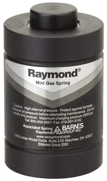 Associated Spring Raymond - M6x1 Mt Hole, 1.18" Rod Diam, 1.97" Diam, 25mm Max Stroke, Nitrogen Gas Spring Cylinder - 5.31" OAL, 6,070 Lb Full Stroke Spring Force, 2,175 psi Initial Charge - Apex Tool & Supply