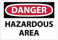 NMC - "Danger - Hazardous Area", 10" Long x 14" Wide, Rigid Plastic Safety Sign - Rectangle, 0.05" Thick, Use for Security & Admittance - Apex Tool & Supply