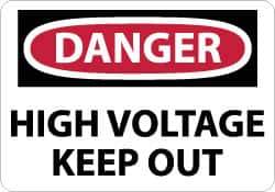 NMC - "Danger - High Voltage - Keep Out", 7" Long x 10" Wide, Rigid Plastic Safety Sign - Rectangle, 0.05" Thick, Use for Accident Prevention - Apex Tool & Supply
