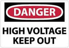 NMC - "Danger - High Voltage - Keep Out", 7" Long x 10" Wide, Rigid Plastic Safety Sign - Rectangle, 0.05" Thick, Use for Accident Prevention - Apex Tool & Supply