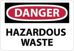 NMC - "Danger - Hazardous Waste", 7" Long x 10" Wide, Pressure-Sensitive Vinyl Safety Sign - Rectangle, 0.004" Thick, Use for Hazardous Materials - Apex Tool & Supply