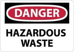 NMC - "Danger - Hazardous Waste", 7" Long x 10" Wide, Pressure-Sensitive Vinyl Safety Sign - Rectangle, 0.004" Thick, Use for Hazardous Materials - Apex Tool & Supply